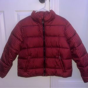Red Plaid Puffer Jacket